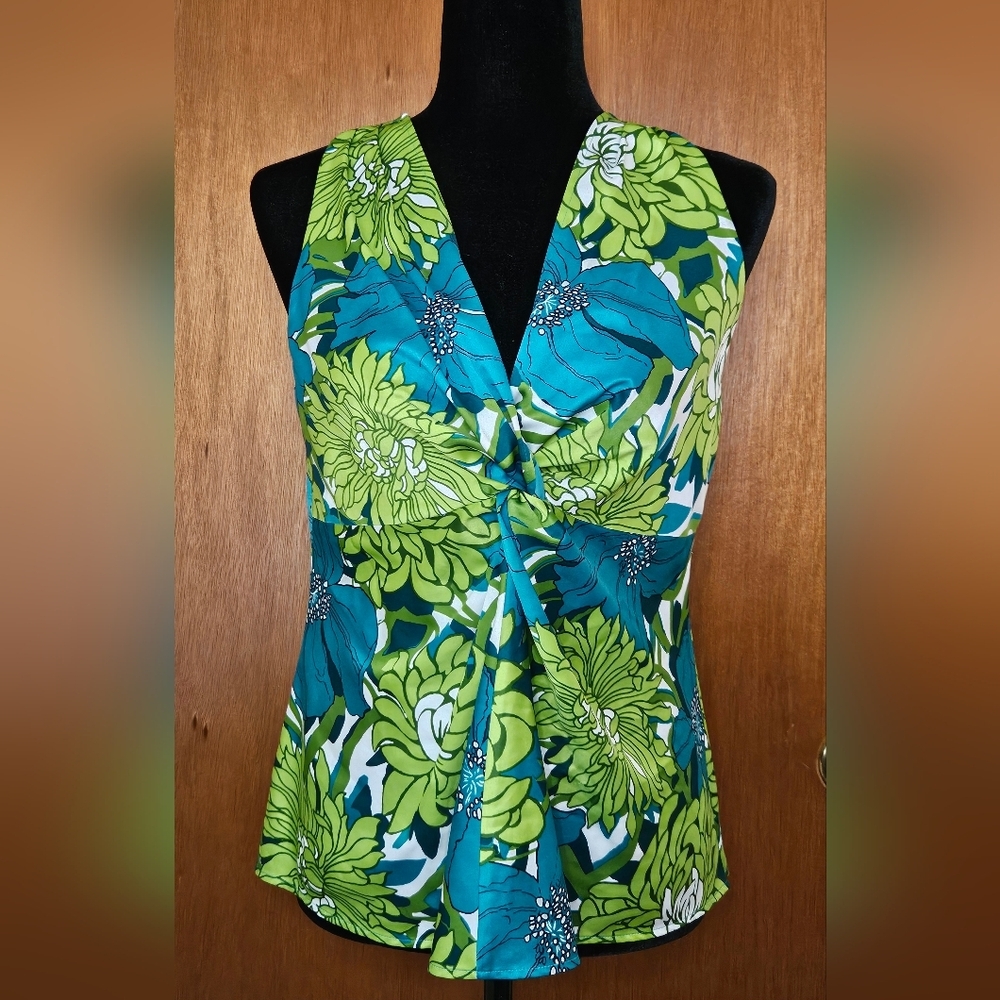 Silk Ann Taylor Sleeveless, Twisted Front Blouse EUC